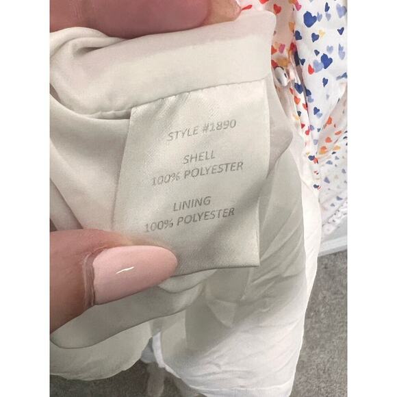 Hutch Multi Heart Short Sleeve V-Neck Button Front Hi-Low Maxi Dress White 12 - Picture 8 of 12